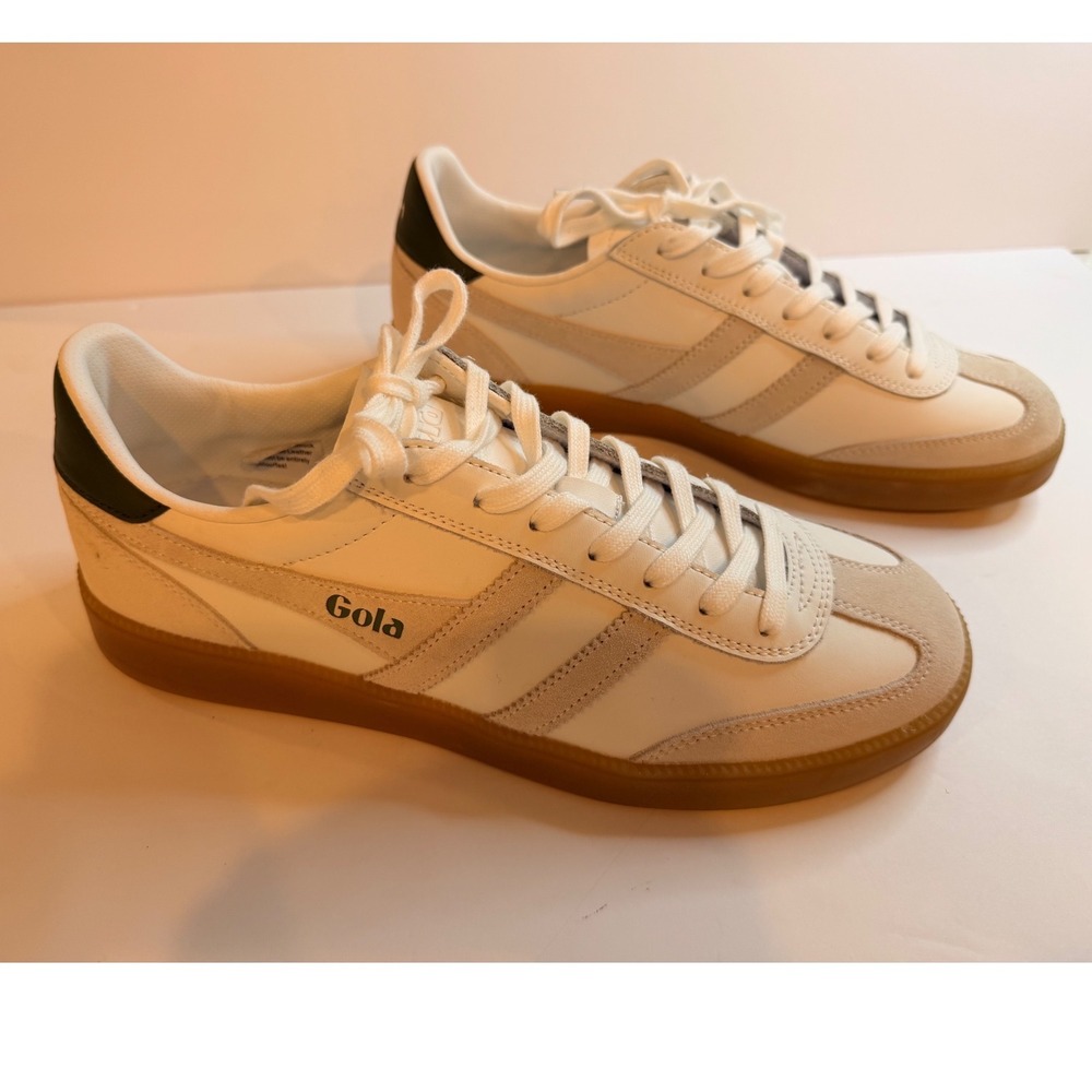 Gola Viper Leather Sneakers Men's US 11 White Green Gum Sole CMB744 New
